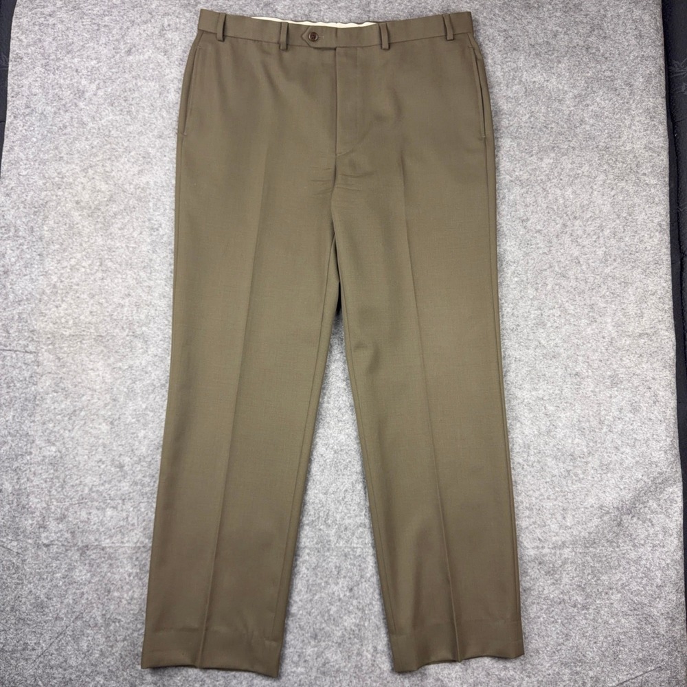 Brooks Brothers Trousers Men 38x32 Brown 346 Madison Fit Wool Dress Pants Slacks